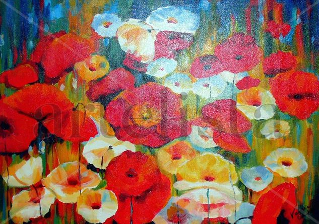 Campo de Amapolas Acrylic Canvas Floral Painting