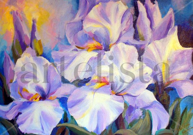 Lirios Blancos Acrylic Canvas Floral Painting