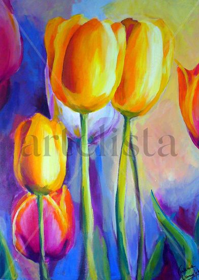 Tulipanes Acrylic Canvas Floral Painting