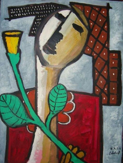 mujer y flor 38 Oil Canvas Landscaping