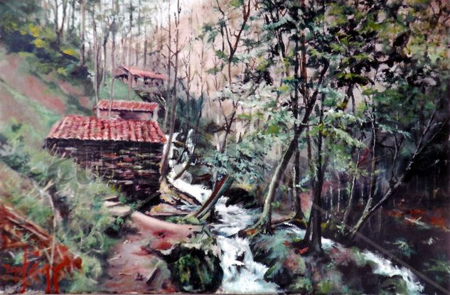 Molino en Batan-Herbes-Carral-Coruña Oil Canvas Landscaping