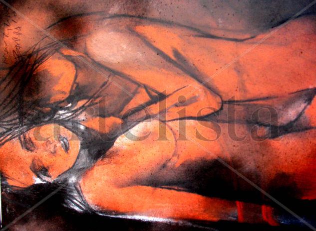 africa sueno Pastel Paper Nude Paintings