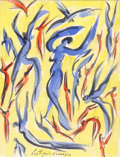 Danzarines de Casdert, (Dancers Casdert) Watercolour Paper Nude Paintings