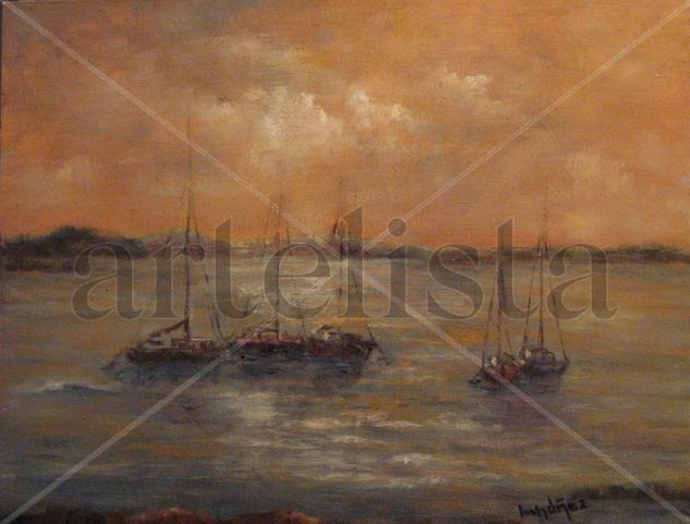 Barcos en el Este Oil Canvas Landscaping