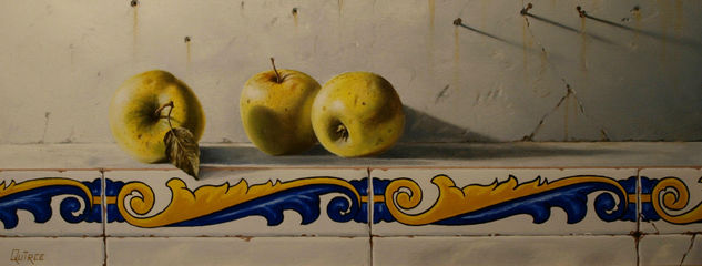 Manzanas y azulejos Óleo Lienzo Paisaje