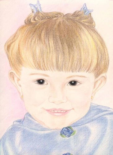 Retrato de niña Pastel Paper Portrait