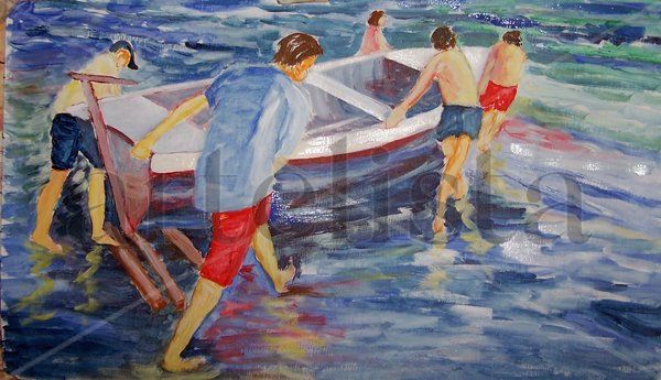 echando la barca al mar