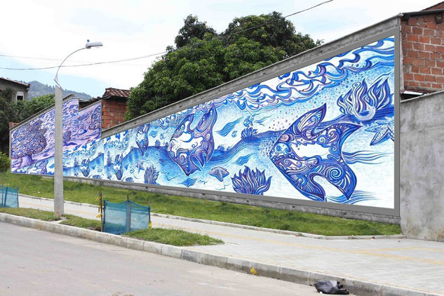 Mural Peces en el mar 