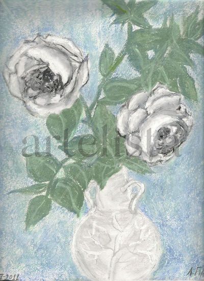 Rosas blancas Cera Papel Floral