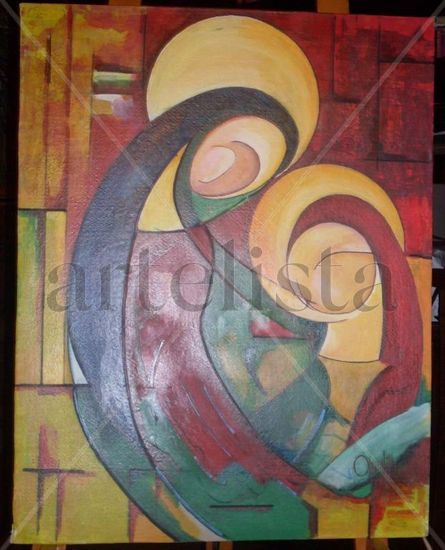 Ícono Religioso (Virgen María y el niño Jesús) Oil Canvas Landscaping