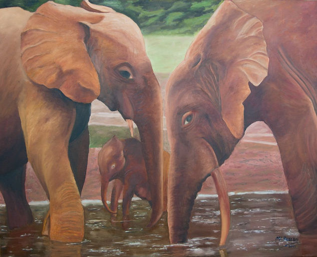 Los elefantes Oil Canvas Animals