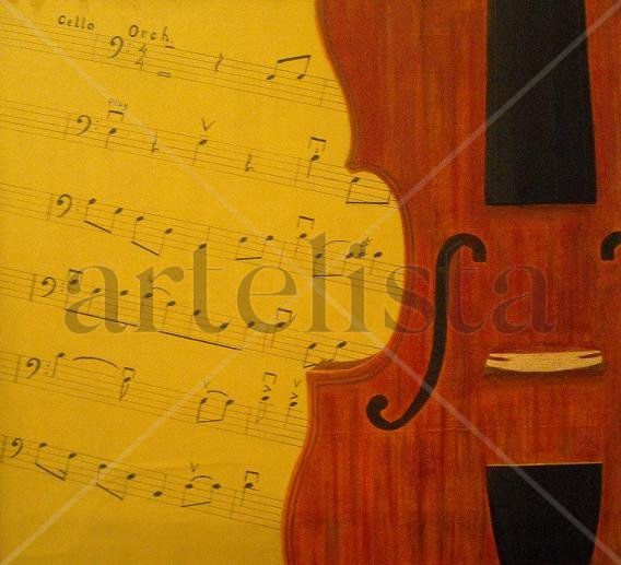 cello y partitura Acrylic Others Figure Painting