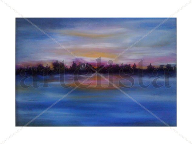 Atardecer Ribereño Oil Canvas Landscaping