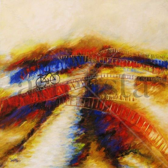 THE BICYCLE #5. THE ROAD Acrylic Canvas Landscaping