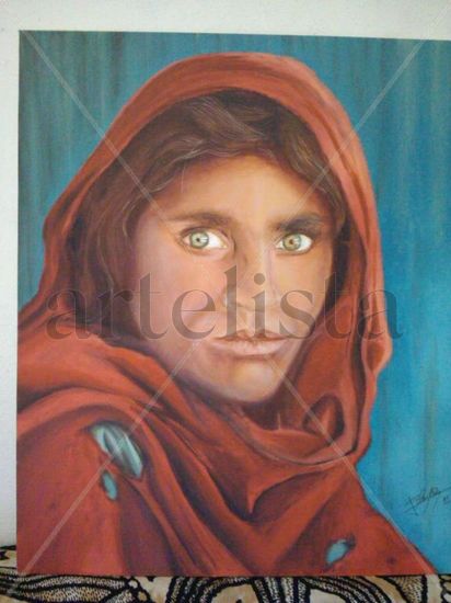 Sharbat gula Oil Textile Portrait