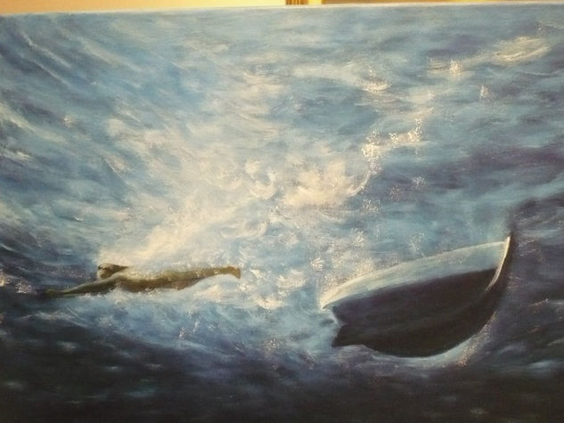 Liberación en azul Oil Canvas Marine Painting