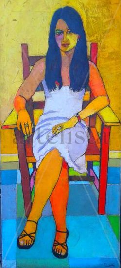 carmen sentada en una butaca Oil Canvas Landscaping