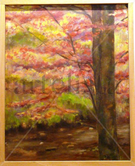 Árbol de otoño. Acrylic Canvas Landscaping