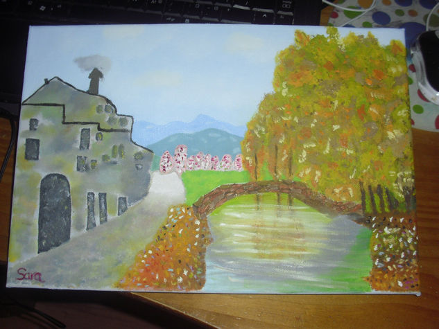 puente en primavera Oil Canvas Landscaping