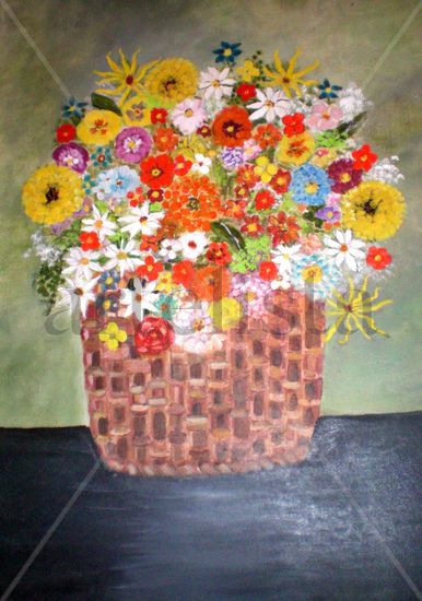 Flores. Oil Canvas Floral Painting