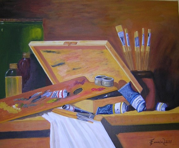 Mesa del Pintor Oil Canvas Still Life Paintings