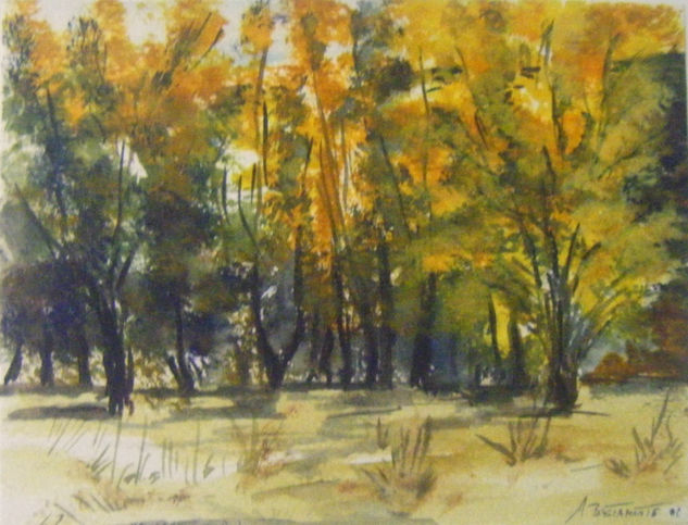 OTOÑO Acuarela Papel Paisaje