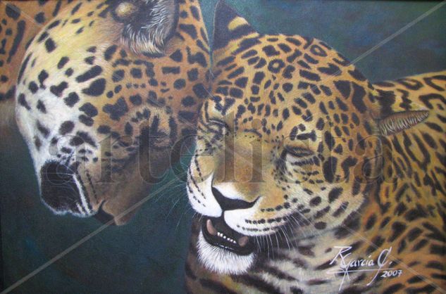 AMOR FELINO (100 x 150 cm) Acrílico Tabla Animales