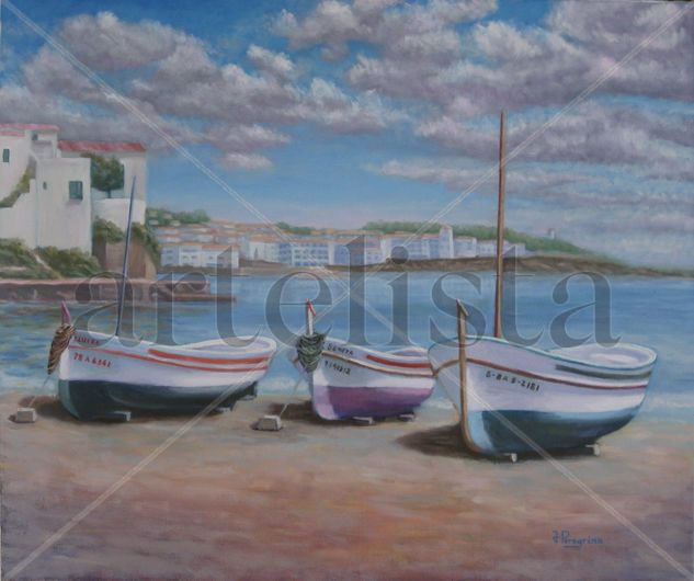 Cadaquès, 3 barcas Oil Canvas Landscaping