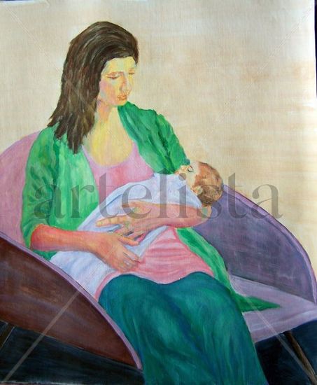 maternidad Acrylic Canvas Figure Painting