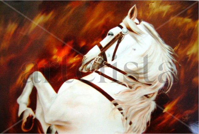 Caballo al vuelo del fuego Oil Canvas Landscaping