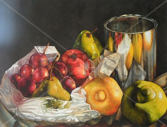 sobre fondo sepia Watercolour Paper Still Life Paintings