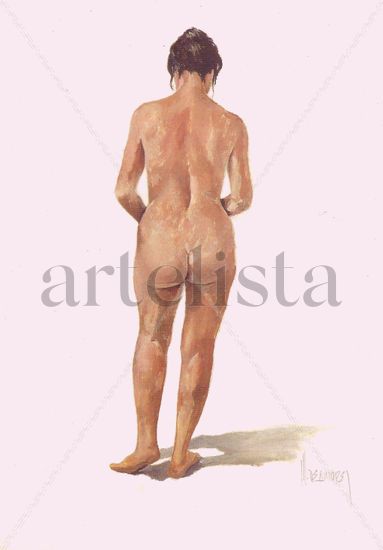 Figura femenina de espalda. Oil Canvas Nude Paintings