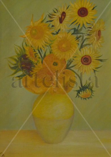 Girasoles Óleo Tabla Floral