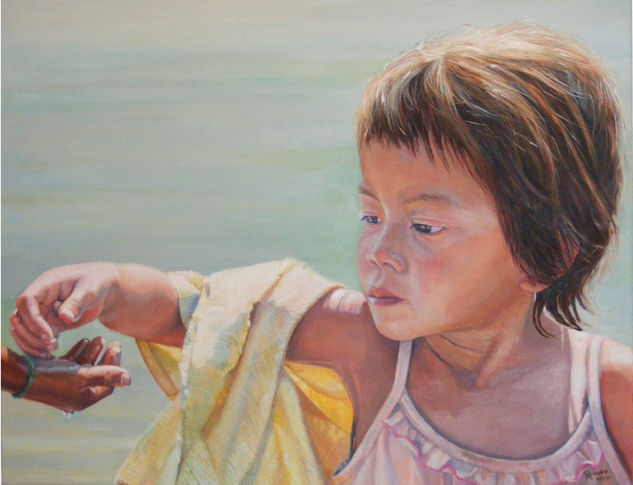 La Niña del Lago Oil Canvas Landscaping