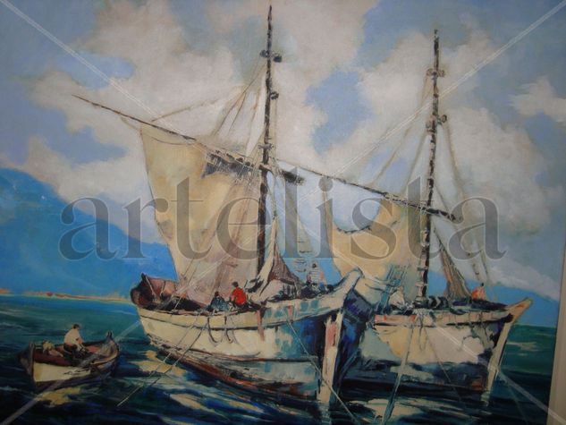 Marina con barcas Oil Canvas Landscaping