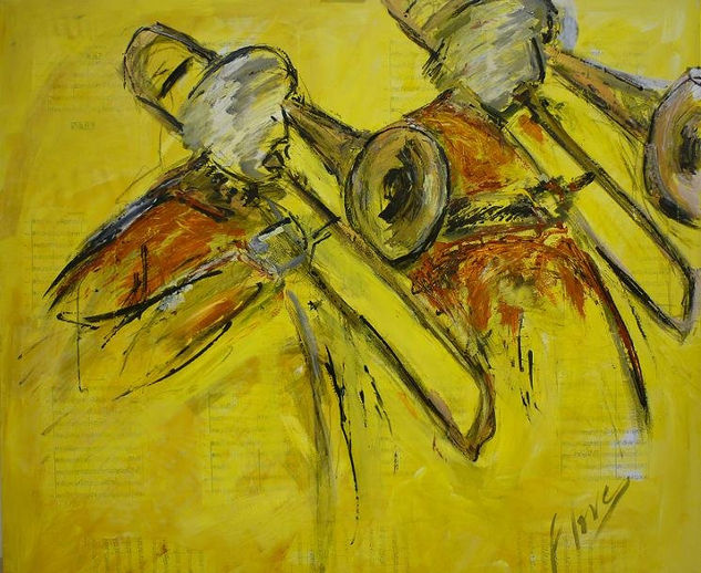 Action Painting con Venezuela Trombones de Ensambles Media Mixta Lienzo Otros