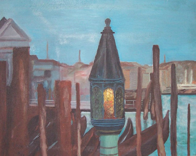 Veneza a Tarde Oil Textile Marine Painting