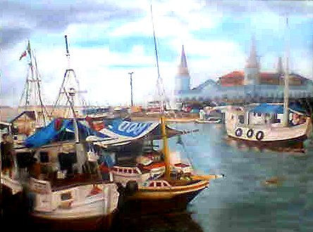 el muelle Óleo Lienzo Marina