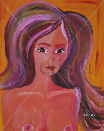 MUjer Naranja Acrylic Others Nude Paintings