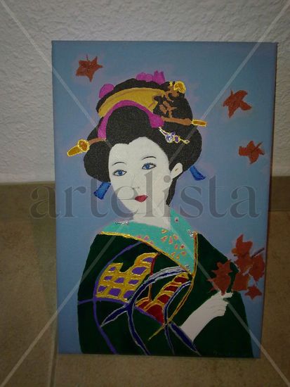 Recuerdos del Japón Acrylic Canvas Figure Painting