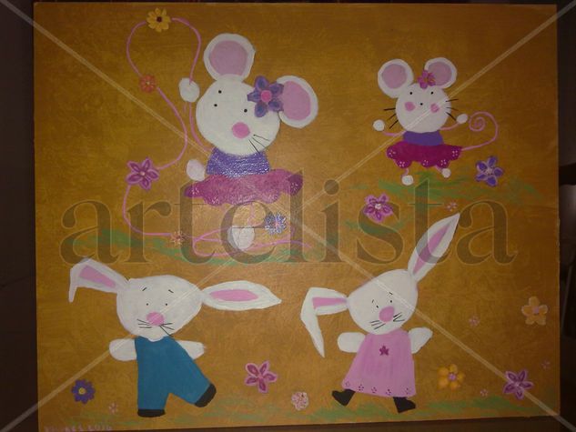 Diseño infantil Oil Panel Figure Painting