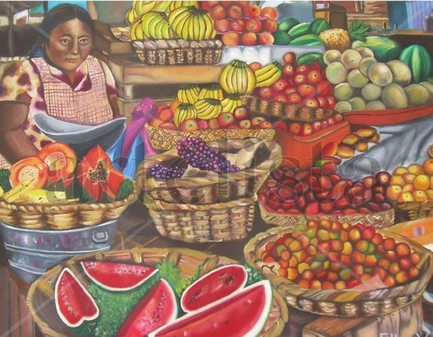 Mercado Mexicano Oil Canvas Still Life Paintings