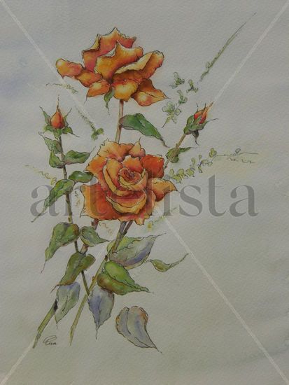 ROSAS I Watercolour Paper Floral Painting