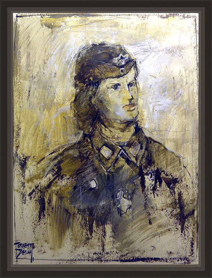 ALEMANIA-EJERCITO-MUJERES-WW2-WOMEN GERMAN-ARMY-PAINTINGS-PINTURAS-ARTE-ART-ERNEST DESCALS Oil Canvas Portrait