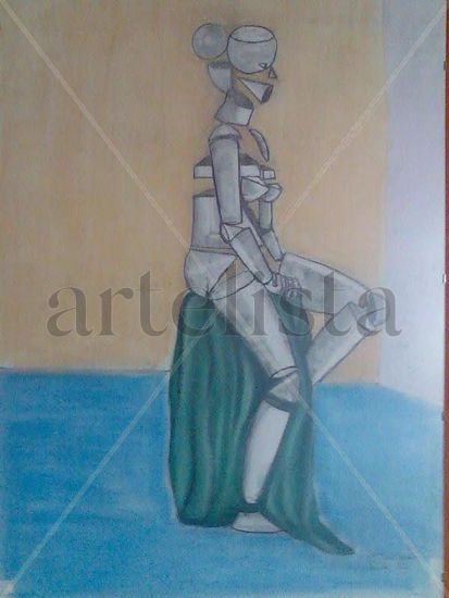 MUJER GEOMETRICA Mixed media Paper Figure Painting