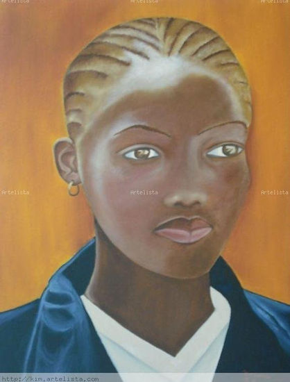 Muchacha de Senegal Óleo Lienzo Retrato