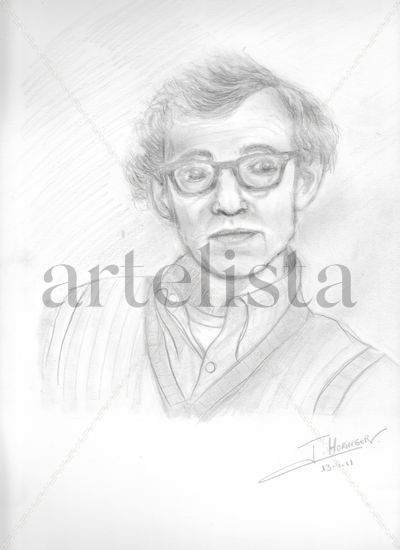 Retrato Woody Allen joven Pencil