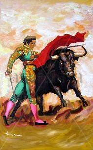 FIESTA BRAVA ORIGINAL AL OLEO A LA ESPATULA Oil Canvas Figure Painting