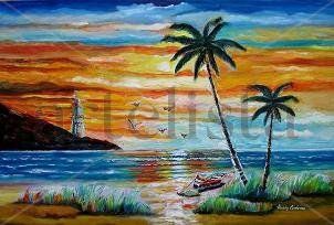 ATARDECER MARINO Oil Canvas Marine Painting