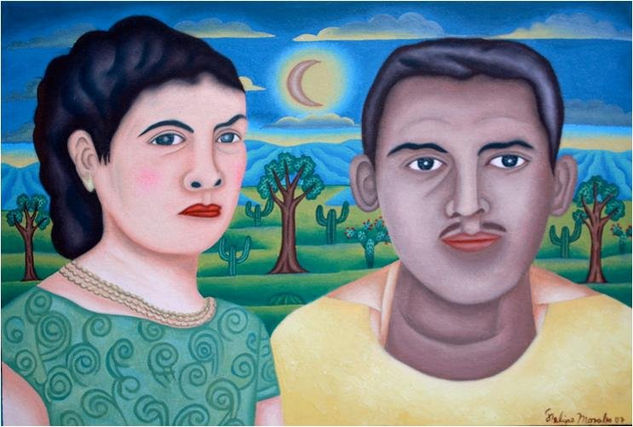 Pareja Istmeña Óleo Lienzo Retrato